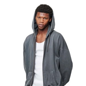 Sweat-shirts à capuche zippés pour hommes, streetwear de haute qualité, effet délavé à l'acide, épaules tombantes, personnalisables, 100% coton, tissu éponge français, uni - Product Image 3
