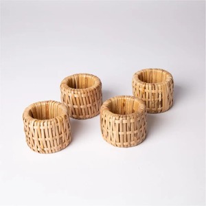 Rattan napkin rings dining table decor hot selling natural woven ring <b>set</b> for <b>dinner</b> napkins - Product Image 3