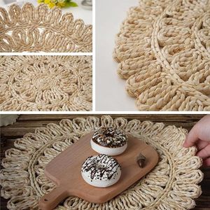 แผ่นรองจานและแผ่นรองจานลายดอกผักตบชวาสำหรับงานปาร์ตี้ที่ดีที่สุดแผ่นรองจานหวายทรงกลมดีไซน์สำหรับตกแต่งเครื่องใช้บนโต๊ะอาหาร - Product Image 4