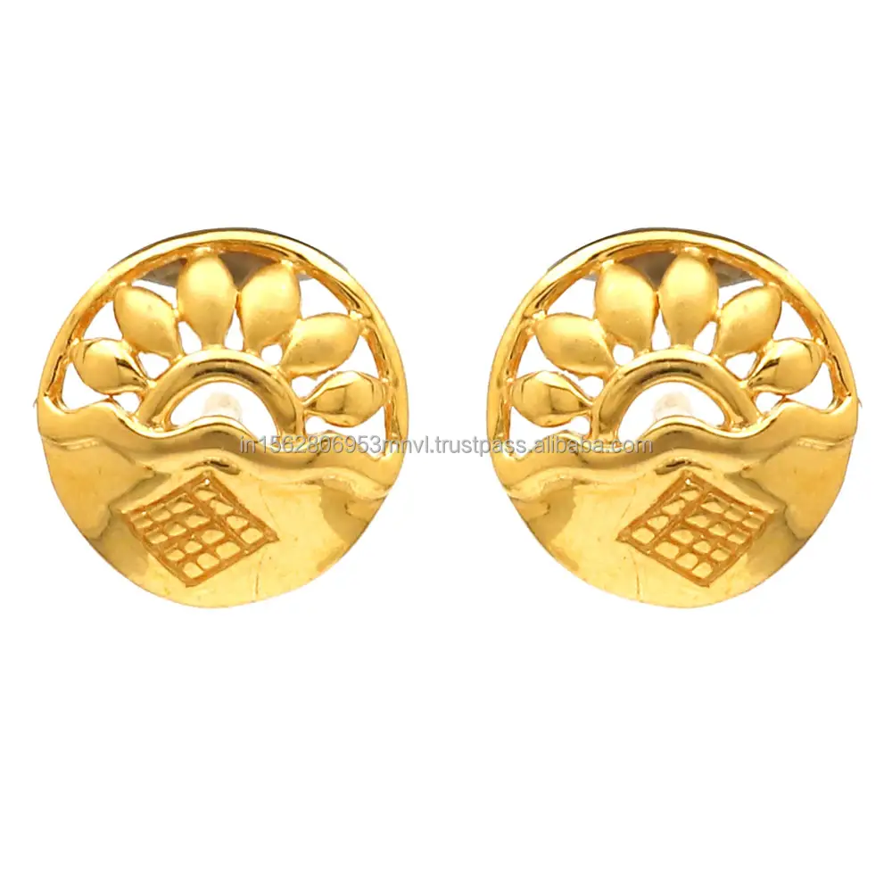 Bijoux artisanaux 22k or jaune belle-mère petite boucle d'oreille design mignon 1.1x1.1 cm bijoux faits à la main