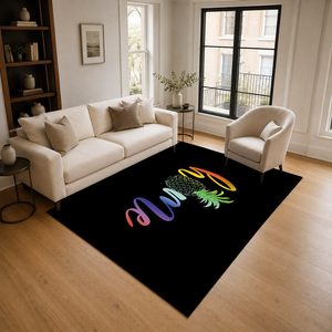 Tapis RUGS DEPOT LXDP-0764 – Tapis d'appoint antidérapant en chenille noir anthracite, imprimé numérique tribal bohème, lavable en machine – Vente en gros - Product Image 2