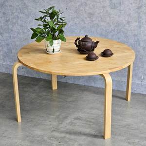 Table basse ronde de 80 cm de diamètre, design scandinave, en bois de caoutchouc durable avec pieds en contreplaqué courbé, meubles de salon - TT68268 - Product Image 5
