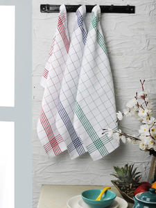 Serviettes de table en coton recyclé bandes vintage cuisine-multicolore - Product Image 5