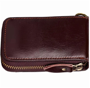 <b>Men's</b> Genuine Leather Slim <b>Wallet</b> With Striped Lining Fold Closure Card Holder Short Length Minimalist Design - Product Image 6
