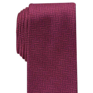 Cravatta Perry Ellis da uomo Savin Herringbone in rosso scuro, taglia normale, per occasioni formali - Product Image 3