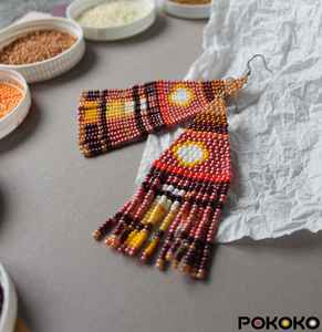 Pendientes de cuentas bohemias con flecos en cascada Andy de diseño turquesa, regalo de joyería único - Product Image 3