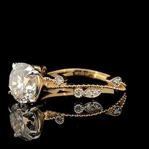 Bague de fiançailles en diamant de laboratoire certifié IGI 2,10 CTW, or massif 14 carats, taille ronde, bague de luxe pour femmes - Product Image 2