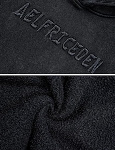 Sweat à capuche 100% coton lourd pour hommes Acid Wash Design et techniques brodées de marque personnalisées pour la saison hivernale - Product Image 5