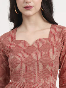 Robe de bal décontractée à imprimé floral Rose poussiéreux pour femmes 100% coton écologique respirant à manches longues col en V ourlet asymétrique - Product Image 5