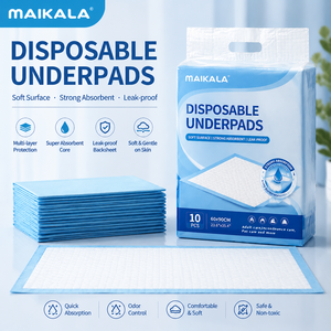 แผ่นรองซับฉี่แบบใช้แล้วทิ้ง MAIKALA ขนาด 60x90 ซม. 3 ชั้น ผลิตจากผ้าไม่ถักทอ นุ่ม ซึมซับดี กันรั่วซึม สำหรับผู้ใหญ่และสัตว์เลี้ยง - Product Image 1
