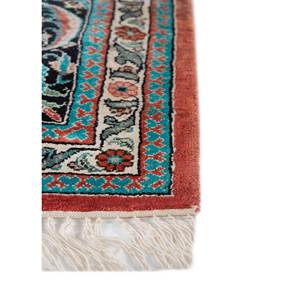Tapis en soie Gulmarg bleu noué à la main Pae-5661, motif floral et patchwork, épaisseur 10 mm, pour entrée et chambre à coucher - Product Image 4