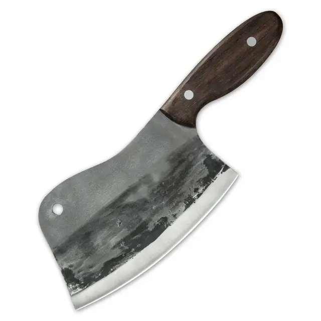 Pisau daging baja tahan karat karbon tinggi buatan tangan 10 inci | Pisau pisau daging koki dengan pegangan kayu dengan penutup kulit | Butche