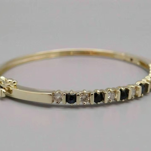 Bracelet jonc en argent sterling 925 avec moissanite ronde taille brillant vintage pour femme, plaqué or, cadeau de mariage et de fête - Product Image 1