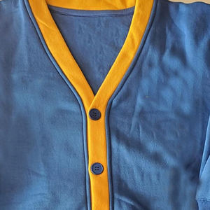 Casual Plaid Pattern V-neck <b>Knitted</b> <b>Cardigan</b> Embroidery Appliques Button Winter Customized Color University School Uniform - Product Image 5