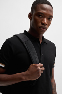 เสื้อโปโลแขนสั้นลายทางสำหรับผู้ชายเสื้อลำลองทรงสลิมฟิตสีตัดกันฤดูร้อน - Product Image 2