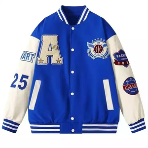 Venta al por mayor Varsity Jacket Chenille bordado hombres Universidad mangas de cuero chaqueta de béisbol personalizada marca personalizada lona soporte de tela - Product Image 3