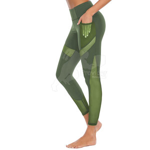 กางเกงเลกกิ้งสำหรับผู้หญิงสำหรับใส่ใน100% เอวสูงผ้าไนลอนยืดได้สี่ทิศทางสีพื้นสไตล์ใหม่ออกแบบได้ตามต้องการ - Product Image 3