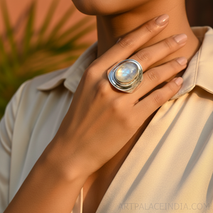 Anillo Geométrico de Plata 925 con Granate para Mujer - Joyería Fina - Product Image 1