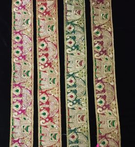 Rubans brodés à la machine et personnalisés, 4 pièces, broderie à paillettes et boutons colorés noirs pour robes de mariée - Product Image 6