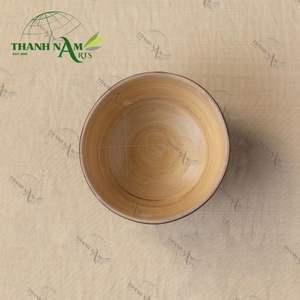 Bol en bambou réutilisable de couleur personnalisée vaisselle légère laquée faite à la main fourniture de salle à manger OEM écologique pour salade soupe nouilles - Product Image 2