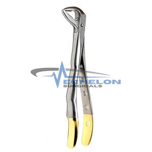 Fórceps Dentales para Extracción de Raíces Inferiores y Molares, Mango Dorado, Grado Premium - Product Image 1