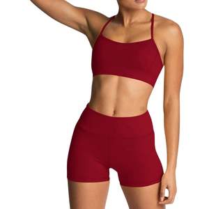 Conjunto de dos piezas de ropa deportiva para mujer, Sujetador deportivo, pantalones cortos de levantamiento de glúteos, conjuntos de gimnasio de entrenamiento para correr sin costuras acolchados - Product Image 4
