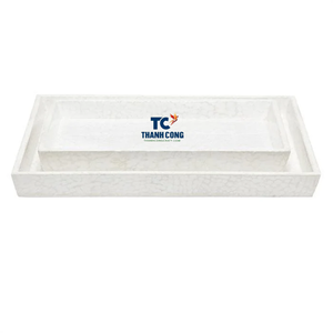 Bandejas de servicio de laca MDF de color blanco Bandejas de laca MDF Bandeja decorativa de madera para decoración del hogar Hecho en Vietnam - Product Image 1
