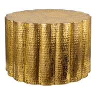 Table basse en aluminium pour salon au design moderne Finition dorée Texture martelée Ensemble de meubles avec tables centrales
