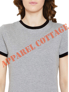 T-shirt femme t-shirt shorts ensembles basique décontracté solide col rond femmes T-shirts contraste rayé Slim Fit dames chemises écran - Product Image 5