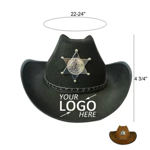 Fantasia de casaco de feltro, chapéu de feltro de cowboy para festas de escritório e halloween