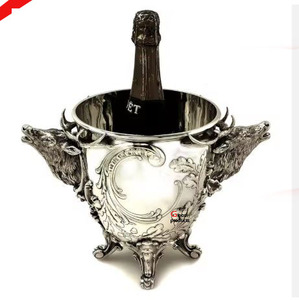 Enfriador de vino metálico con acabado plateado, modelo 2026, para hoteles, restaurantes y bares. - Product Image 3