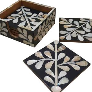 Posavasos con incrustaciones de nácar indio, elaborado con amor a mano en India por artesanos para hogares de todo el mundo. - Product Image 3