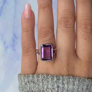 ขายส่ง925จำนวนมากเครื่องประดับเงินสเตอร์ลิงเครื่องประดับผู้หญิงแหวนตัดอเมทิสต์ธรรมชาติแหวนพลอยสีม่วงธรรมชาติ Vermeil นิรันดร์ - Product Image 1