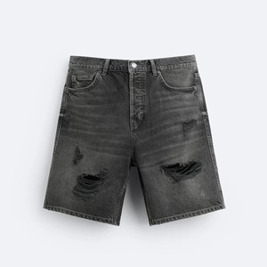 Pantalones cortos de mezclilla de carga transpirables para hombre, informales, XS, botón Fly, lona sostenible, bolsillos de punto, servicio OEM oscuro - Product Image 2