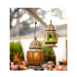 New Design Black Color Metal Ramadan <b>Lantern</b> <b>Set</b> Of 2 Different Size Moroccan Hanging <b>Lantern</b> For Hot Sale - Product Image 6