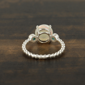 Delicado anillo de ónix y ópalo de Plata de Ley 925, anillo de boda con piedra de ópalo blanco ovalado, regalo perfecto para mamá o ella - Product Image 2