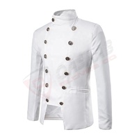 Costume homme sur mesure, veste à double boutonnage, col montant, manches longues, pantalon, couleur rouge, avec boutons