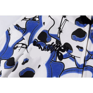 Ropa de calle de alta calidad, venta al por mayor, 100% algodón, estampado de dibujos animados de Calavera, Sudadera con capucha para hombre - Product Image 2