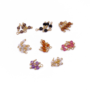 Conector de latón de un solo aro con gema de cornalina, componentes étnicos chapados en oro con cuentas, dijes para hacer colgantes envueltos en alambre, precio bajo - Product Image 4