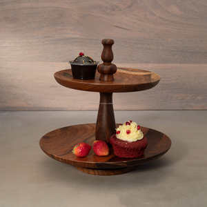 Support à gâteau moderne à 2 étages en métal, écologique, de qualité alimentaire, nouvelle arrivée, élégant, pour servir des desserts à la maison et à l'hôtel - Product Image 2