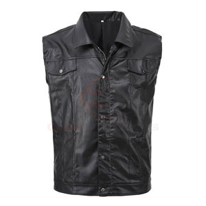 Chaleco de Cuero PU para Hombre, Transpirable, de Color Sólido, con Bolsillo Cinco-Dimensional, Resistente al Viento, de Alta Calidad, al Mejor Precio - Product Image 1