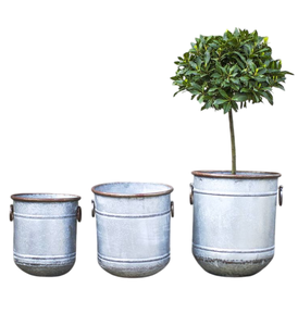 Lot de 3 jardinières galvanisées de formes et tailles personnalisées Pots de fleurs et jardinières Fournitures de jardin pour ferme - Product Image 1