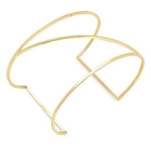 Bracelet ouvert ligne en métal doré 18 carats Bijoux personnalisés Version géométrique large laiton galvanisé PAR HF CRAFTS - Product Image 4