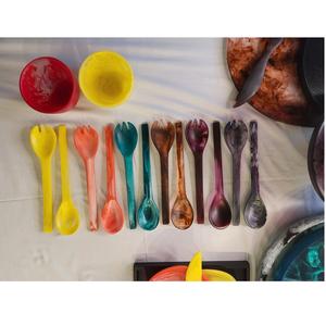Ensemble de couverts Offre Spéciale écologiques pour fêtes à l'intérieur et mariages Outils à salade avec poignée en résine - Product Image 1