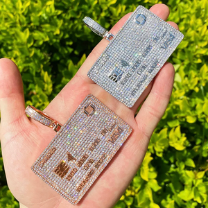 Collar con Colgante de Tarjeta de Crédito Estilo Hip Hop con Incrustaciones de Moissanita VVS, Chapado en Oro sobre Plata 925, Joyería de Lujo Brillante - Product Image 4