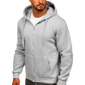 Sweat à capuche gris uni basique pour homme adulte unisexe avec fermeture éclair - Product Image 4