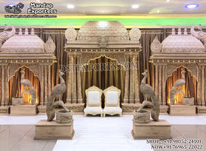 มณฑปไม้ทรงกลมสวยงามสำหรับงานแต่งงานในลอนดอน มณฑปไม้มาฮารานีล็อตัสสำหรับงานแต่งงานแบบอินเดีย ชุดมณฑปไม้ทรงมงกุฎสำหรับงานแต่งงานในสหรัฐอเมริกา - Product Image 4