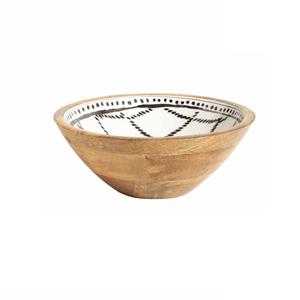 Bol en bois rustique au design exclusif pour servir une salade de fruits Casseroles élégantes Bol de service Vaisselle Décoration Bol de service - Product Image 1