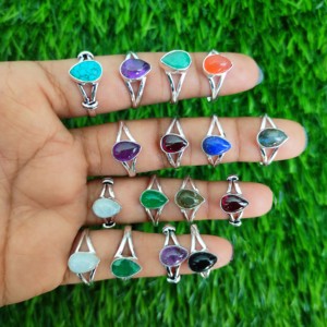 Most Trending Wholesale Vintage Alloy Fashion <b>Rings</b> Natural Mix Gemstone Sterling Silver Plated High Waterproof Brass Engagement - Product Image 4