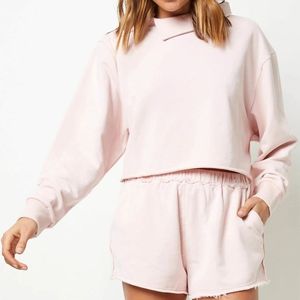 Livraison gratuite en stock femmes motard ensembles courts ensemble 2 pièces vêtements sweat à capuche zippé femmes hauts courts ensemble deux pièces vêtements - Product Image 1